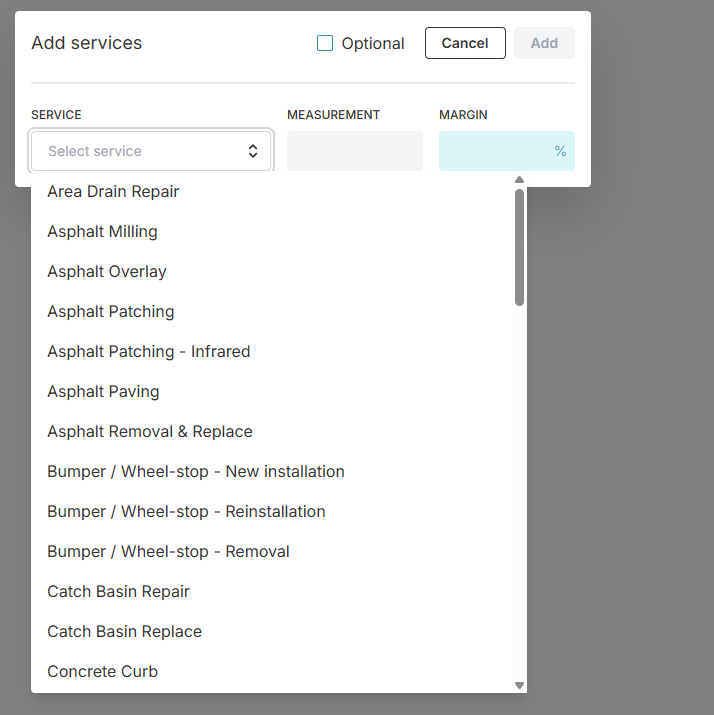 OneCrew Add Service window