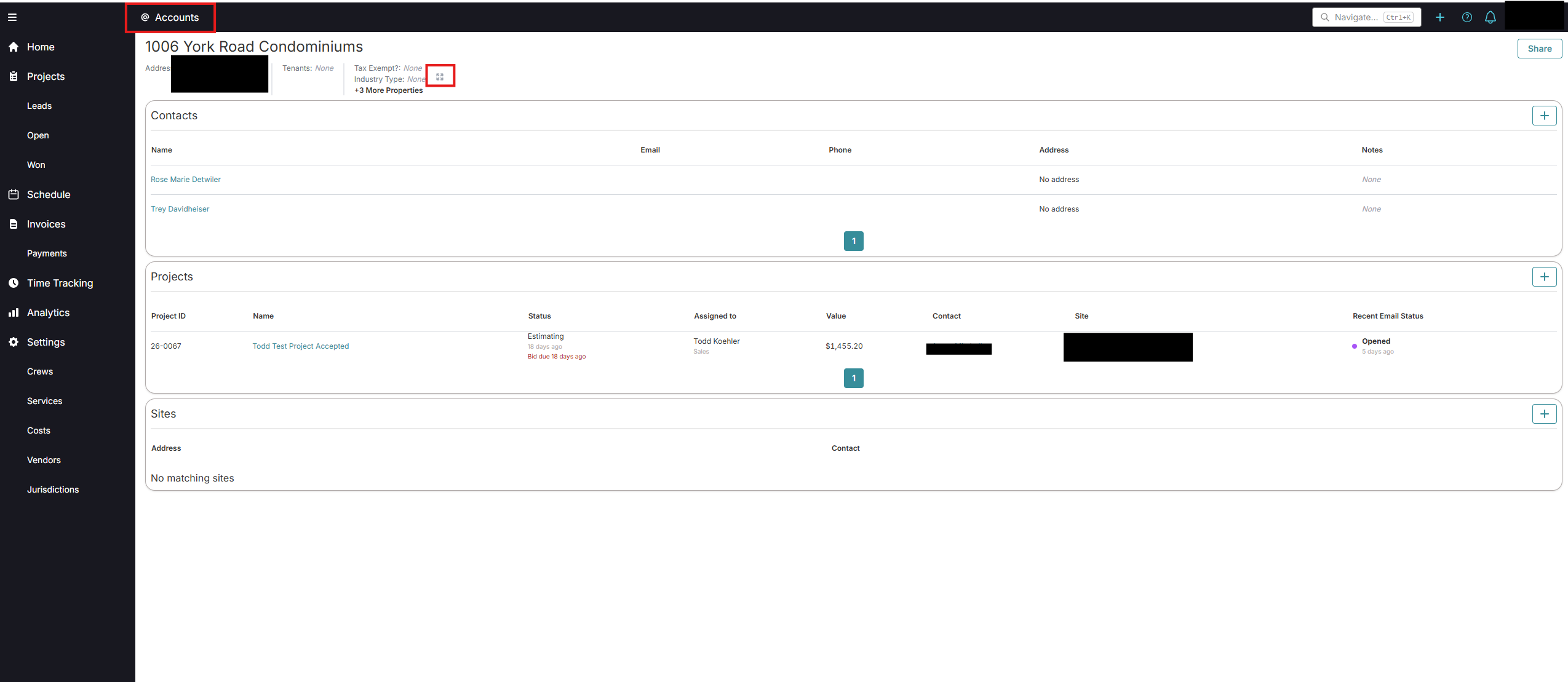 OneCrew Project invoice screen showing the New Invoice button